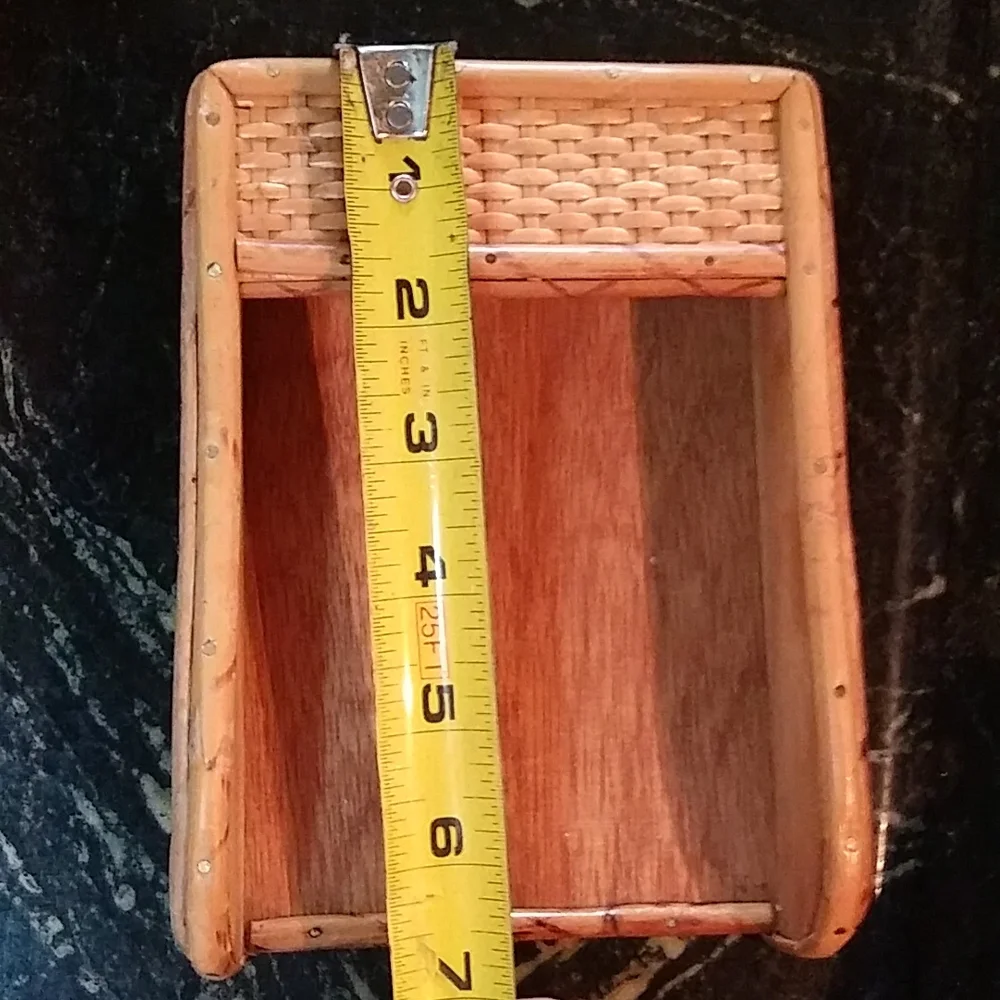 MCM original rattan and wood desk accessories